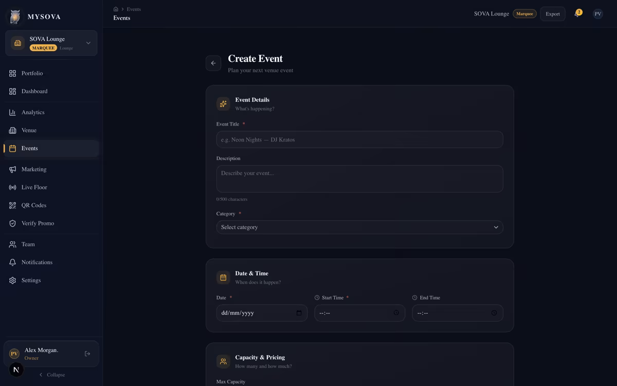 Create event view