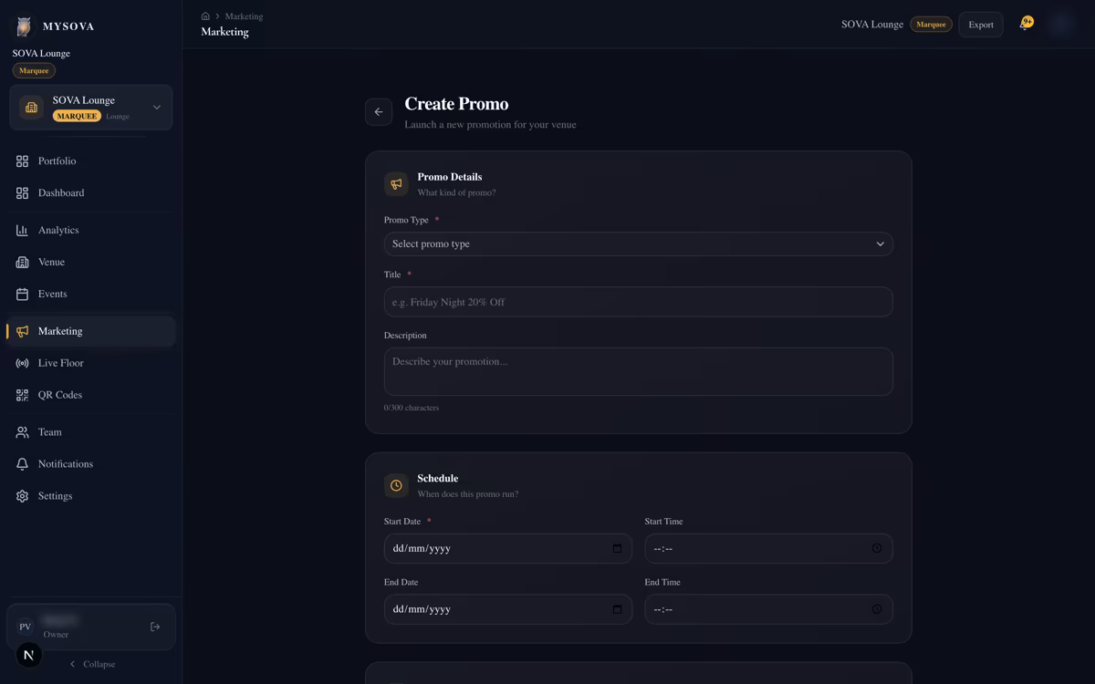 Create marketing campaign modal